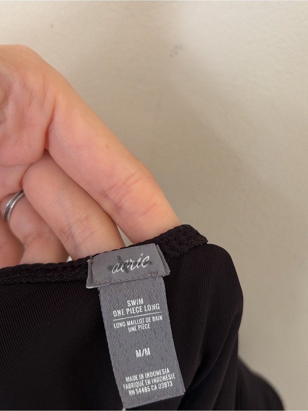 Aerie Black Ribbed Henley Scoop Back One Piece Swimsuit - Picture 4 of 6